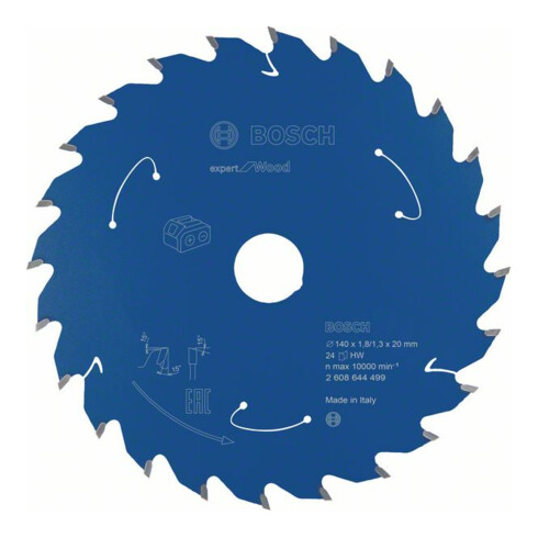 Bosch cirkelzaagblad Expert for Wood voor accuzagen 140 x 1,8/1,3 x 20 24 tanden
