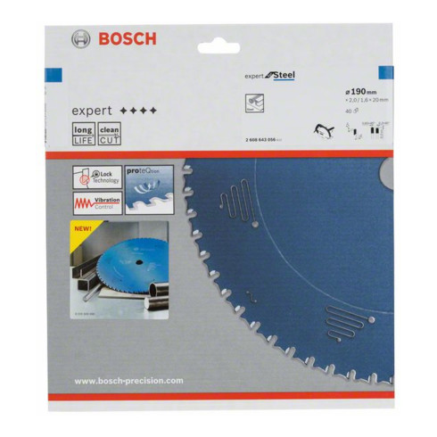 Bosch cirkelzaagblad Expert for Steel 190 x 20 x 2,0 mm 40