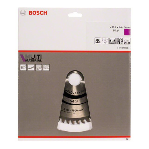 Bosch cirkelzaagblad Multi material 210 x 30 x 2,4 mm 54
