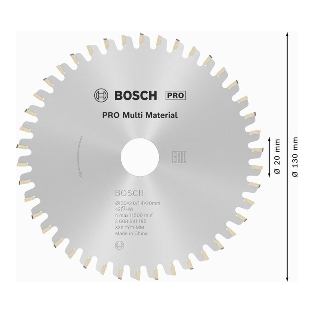 Bosch cirkelzaagblad Multi material 130 x 20/16 x 2 mm 42