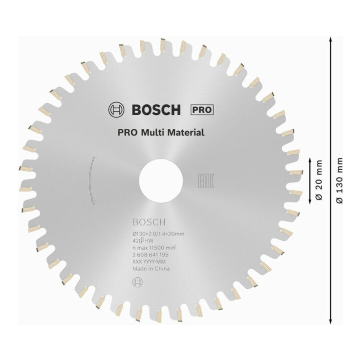 Bosch cirkelzaagblad Multi material 130 x 20/16 x 2 mm 42