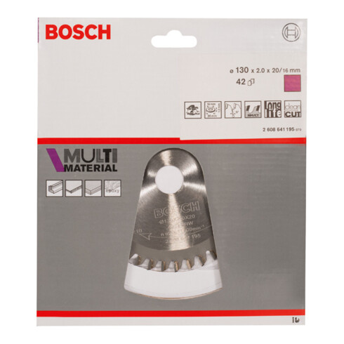 Bosch cirkelzaagblad Multi material 130 x 20/16 x 2 mm 42