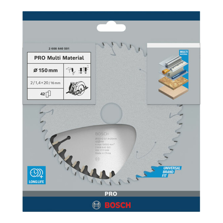 Bosch cirkelzaagblad Multi material 150 x 20/16 x 2 mm 42