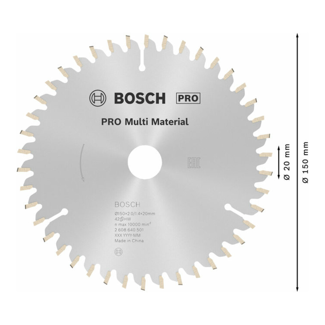 Bosch cirkelzaagblad Multi material 150 x 20/16 x 2 mm 42