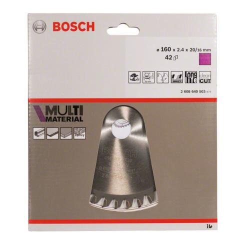 Bosch cirkelzaagblad Multi material 160 x 20/16 x 2,4 mm 42