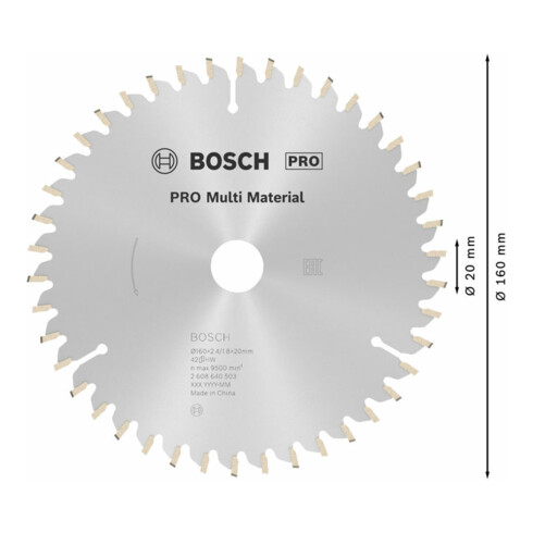 Bosch cirkelzaagblad Multi material 160 x 20/16 x 2,4 mm 42