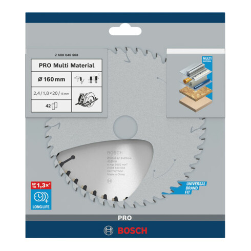Bosch cirkelzaagblad Multi material 160 x 20/16 x 2,4 mm 42
