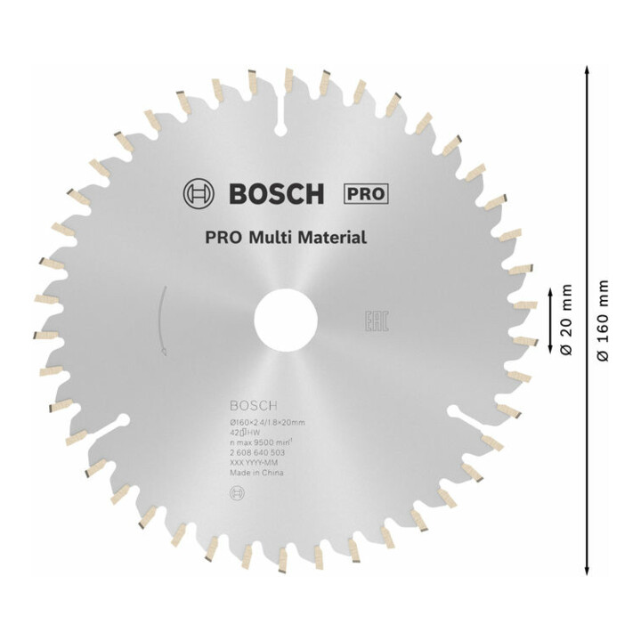 Bosch cirkelzaagblad Multi material 160 x 20/16 x 2,4 mm 42