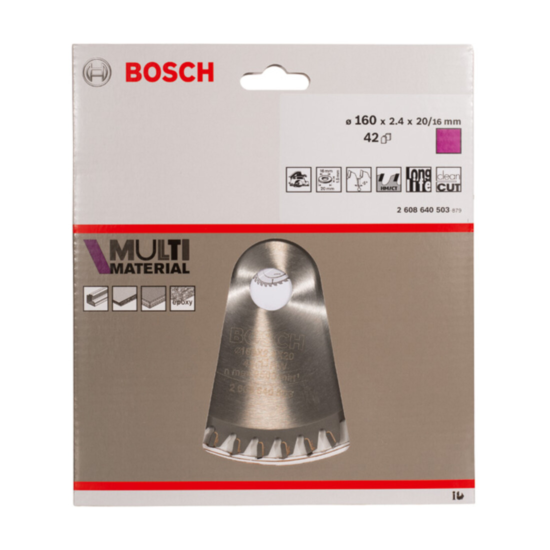 Bosch cirkelzaagblad Multi material 160 x 20/16 x 2,4 mm 42
