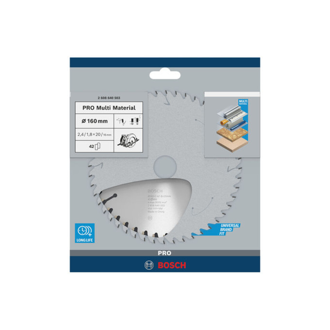 Bosch cirkelzaagblad Multi material 160 x 20/16 x 2,4 mm 42