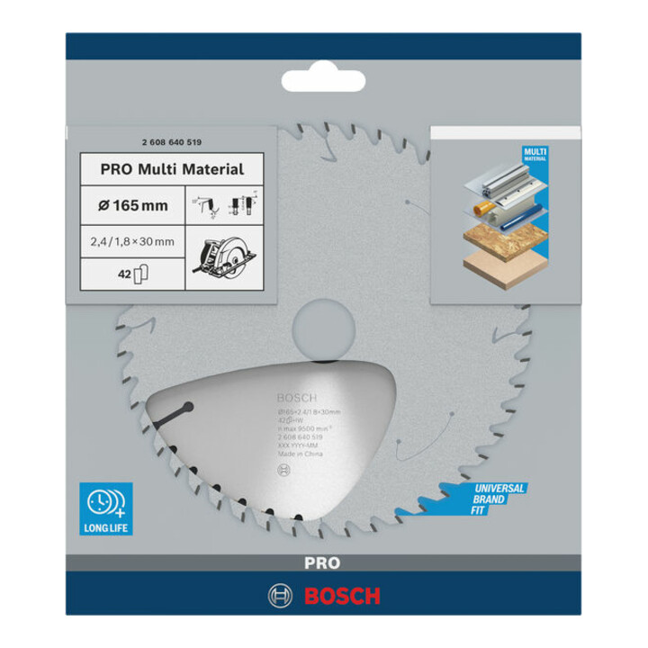 Bosch cirkelzaagblad Multi material 165 x 30 x 2,4 mm 42