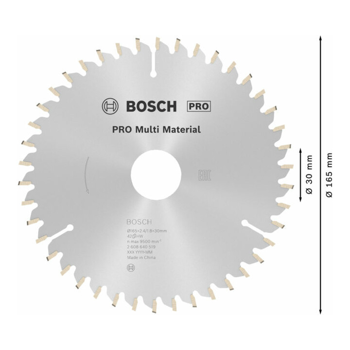 Bosch cirkelzaagblad Multi material 165 x 30 x 2,4 mm 42