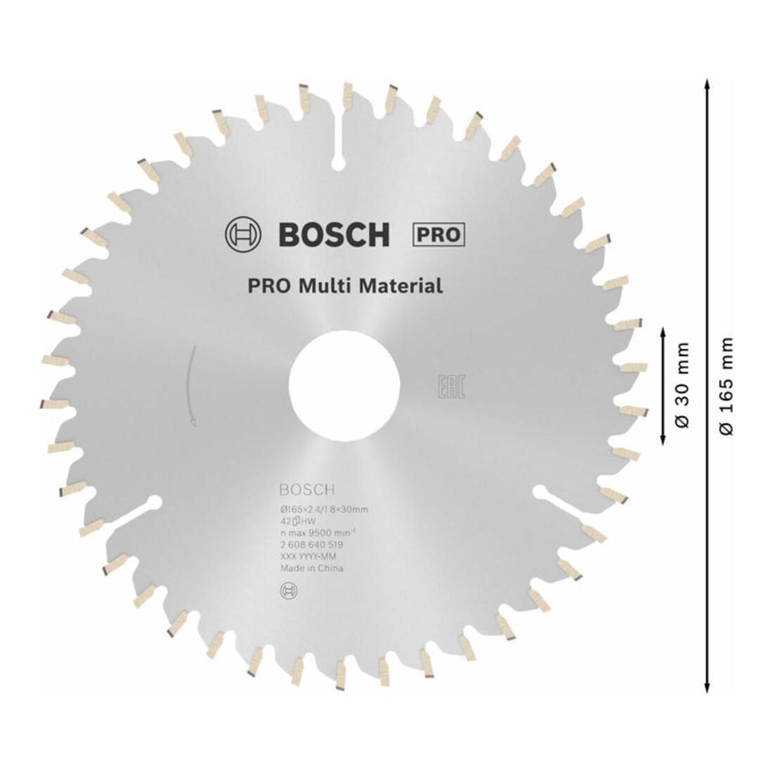Bosch cirkelzaagblad Multi material 165 x 30 x 2,4 mm 42
