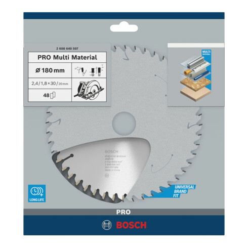 Bosch cirkelzaagblad Multi material 180 x 30/20 x 2,4 mm 48