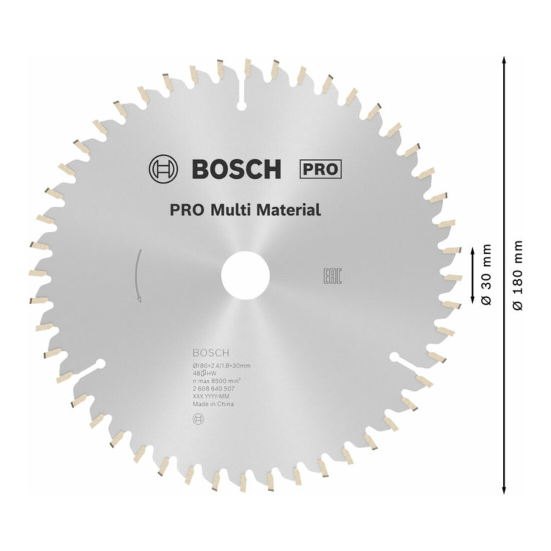 Bosch cirkelzaagblad Multi material 180 x 30/20 x 2,4 mm 48