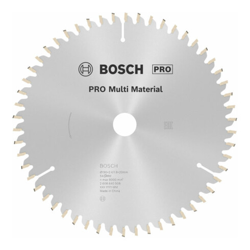 Bosch cirkelzaagblad Multi material 190 x 20/16 x 2,4 mm 54