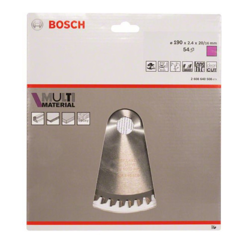 Bosch cirkelzaagblad Multi material 190 x 20/16 x 2,4 mm 54