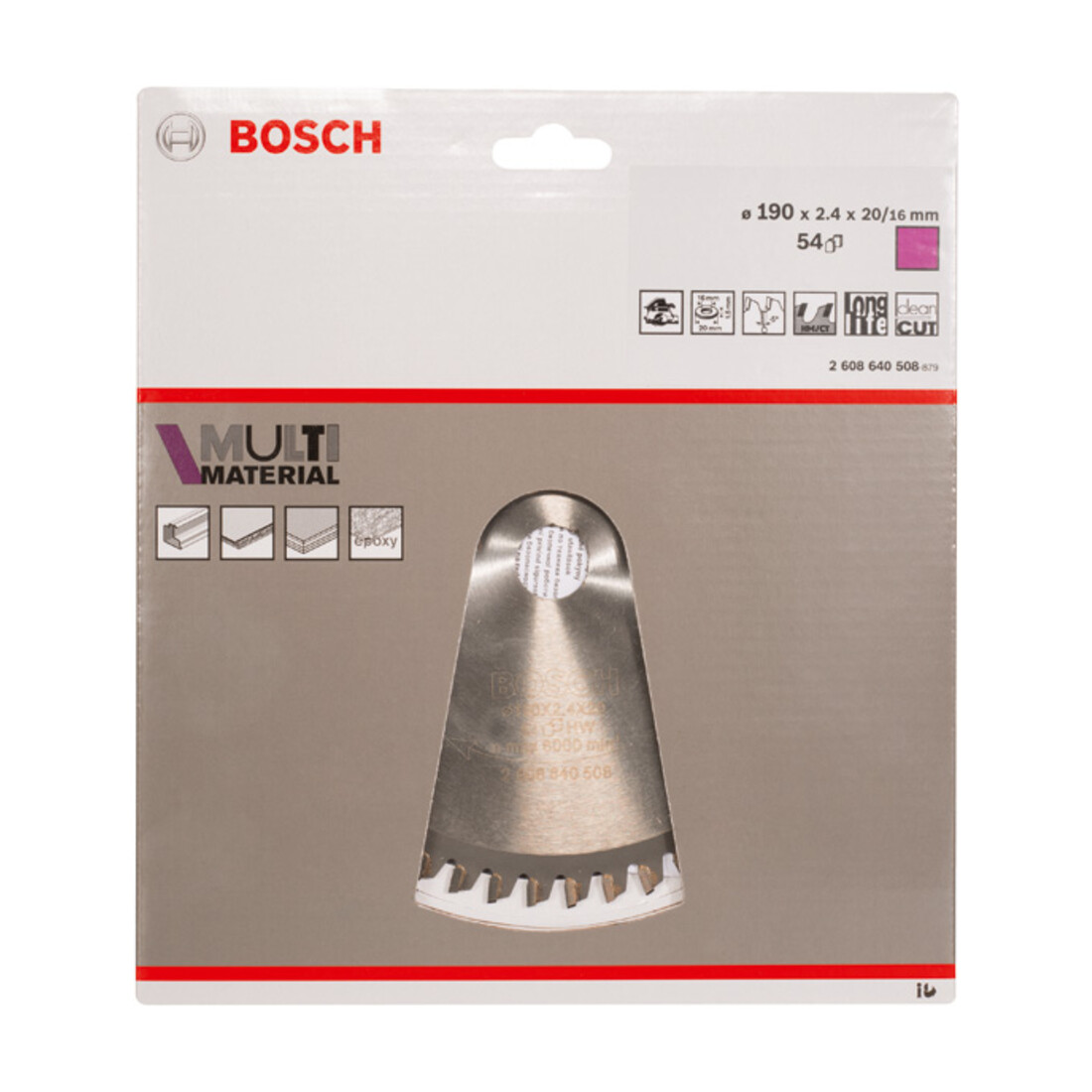 Bosch cirkelzaagblad Multi material 190 x 20/16 x 2,4 mm 54
