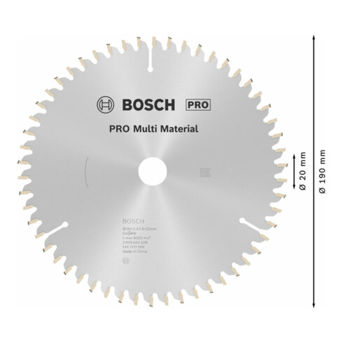 Bosch cirkelzaagblad Multi material 190 x 20/16 x 2,4 mm 54