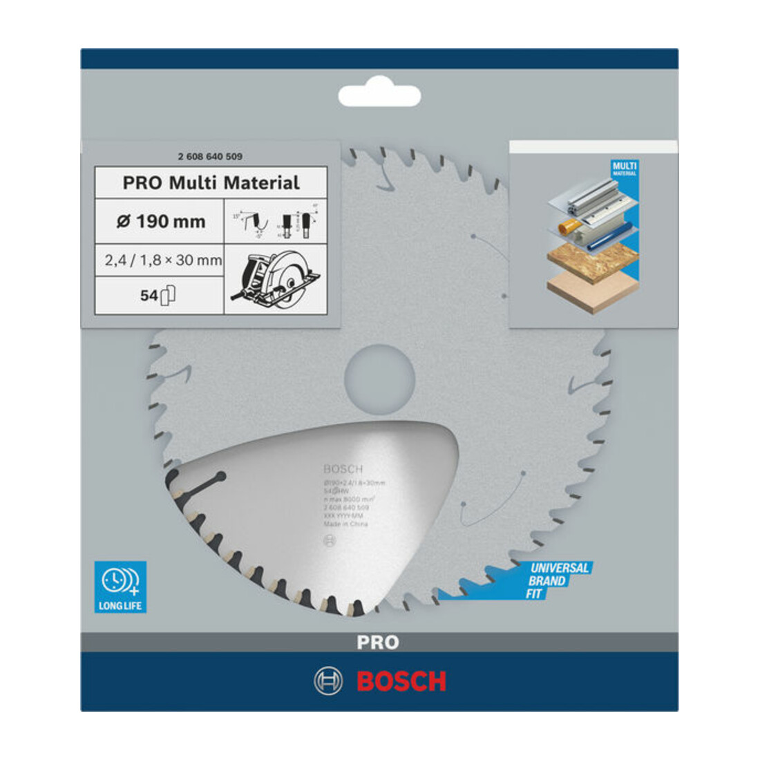 Bosch cirkelzaagblad Multi material 190 x 30 x 2,4 mm 54