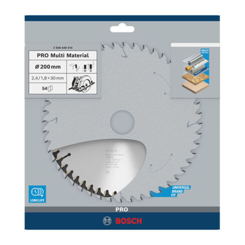 Bosch cirkelzaagblad Multi material 200 x 30 x 2,4 mm 54