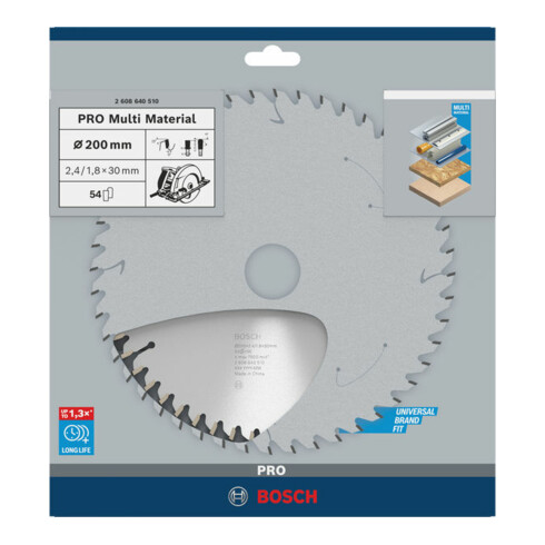 Bosch cirkelzaagblad Multi material 200 x 30 x 2,4 mm 54