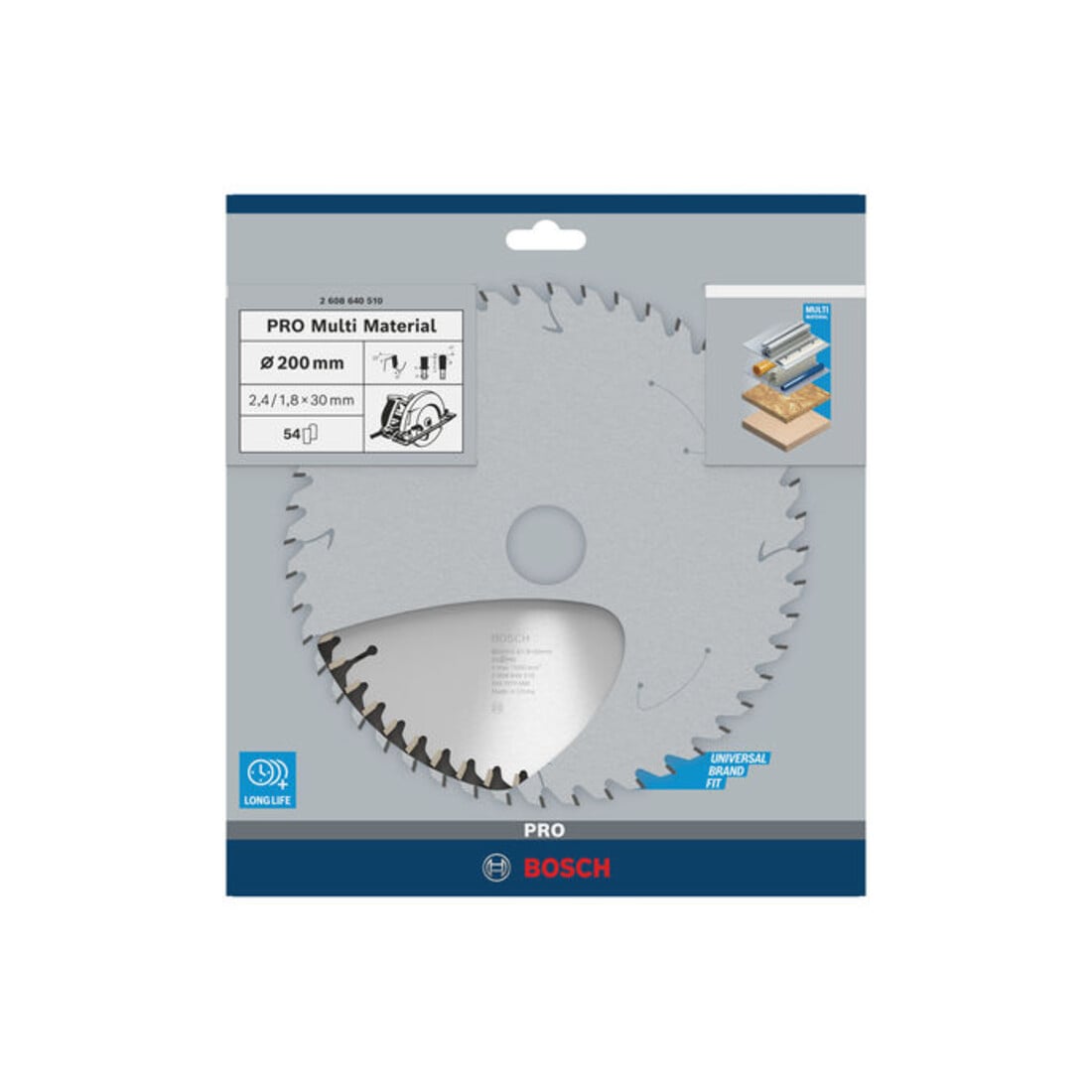 Bosch cirkelzaagblad Multi material 200 x 30 x 2,4 mm 54
