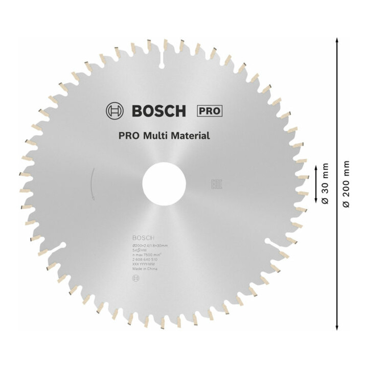 Bosch cirkelzaagblad Multi material 200 x 30 x 2,4 mm 54