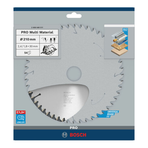 Bosch cirkelzaagblad Multi material 210 x 30 x 2,4 mm 54
