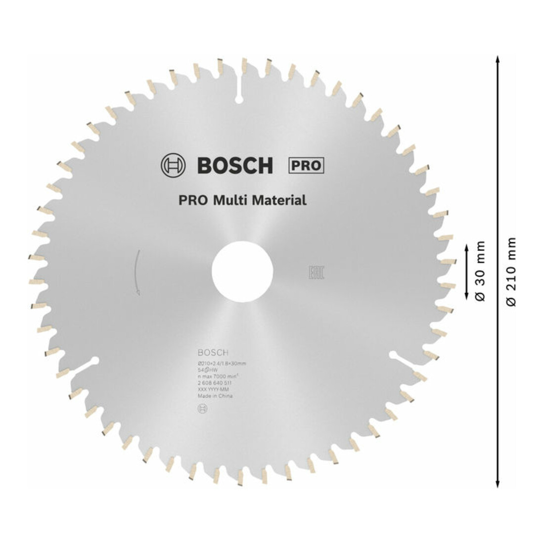 Bosch cirkelzaagblad Multi material 210 x 30 x 2,4 mm 54