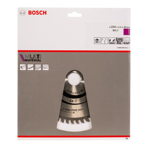 Bosch cirkelzaagblad Multi material 210 x 30 x 2,4 mm 54