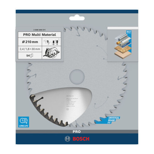 Bosch cirkelzaagblad Multi material 210 x 30 x 2,4 mm 54
