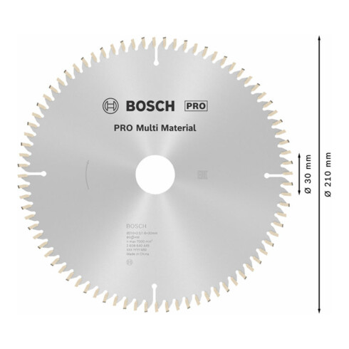 Bosch cirkelzaagblad Multi material 210 x 30 x 2,5 mm 80