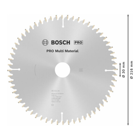 Bosch cirkelzaagblad Multi material 216 x 30 x 2,5 mm 60