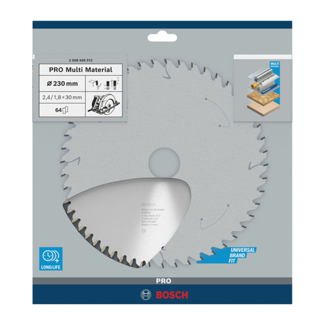 Bosch cirkelzaagblad Multi material 230 x 30 x 2,4 mm 64