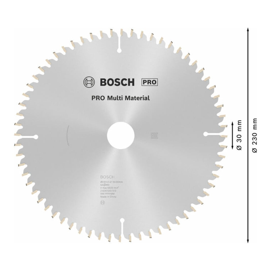 Bosch cirkelzaagblad Multi material 230 x 30 x 2,4 mm 64