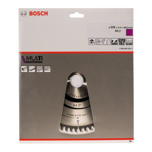 Bosch cirkelzaagblad Multi material 235 x 30/25 x 2,4 mm 64