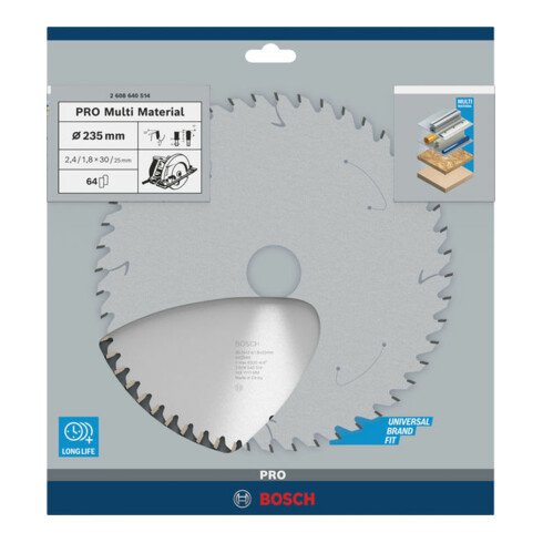 Bosch cirkelzaagblad Multi material 235 x 30/25 x 2,4 mm 64