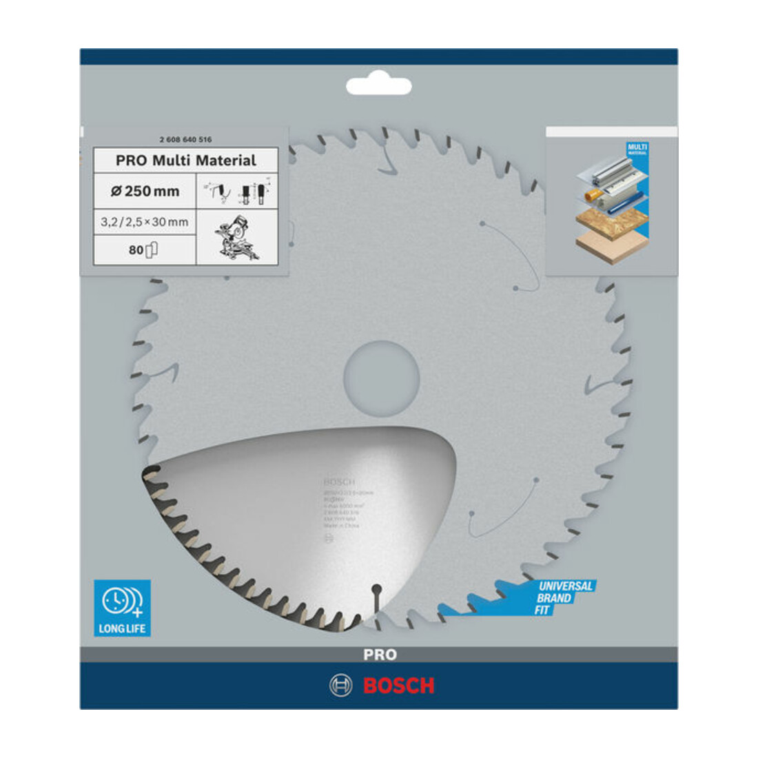 Bosch cirkelzaagblad Multi material 250 x 30 x 3,2 mm 80