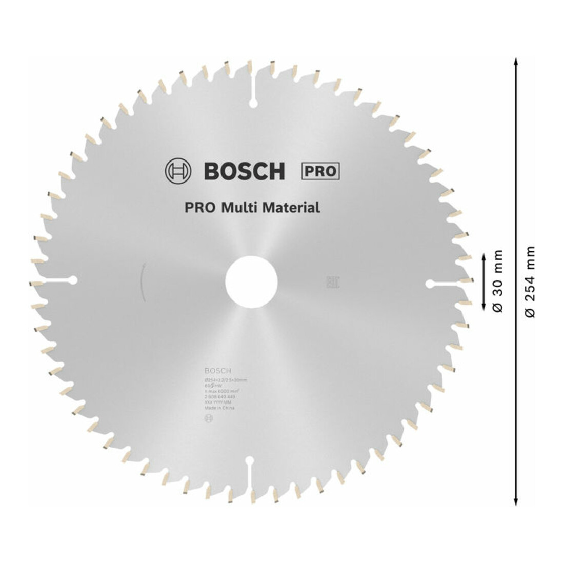 Bosch cirkelzaagblad Multi material 254 x 30 x 3,2 mm 60