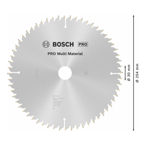 Bosch cirkelzaagblad Multi material 254 x 30 x 3,2 mm 60
