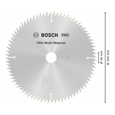 Bosch cirkelzaagblad Multi material 254 x 30 x 3,2 mm 80