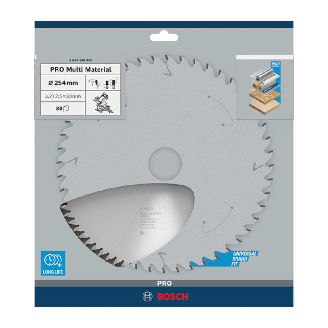 Bosch cirkelzaagblad Multi material 254 x 30 x 3,2 mm 80
