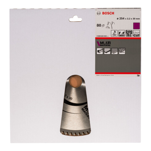 Bosch cirkelzaagblad Multi material 254 x 30 x 3,2 mm 80