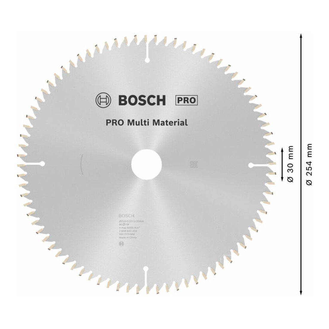 Bosch cirkelzaagblad Multi material 254 x 30 x 3,2 mm 80