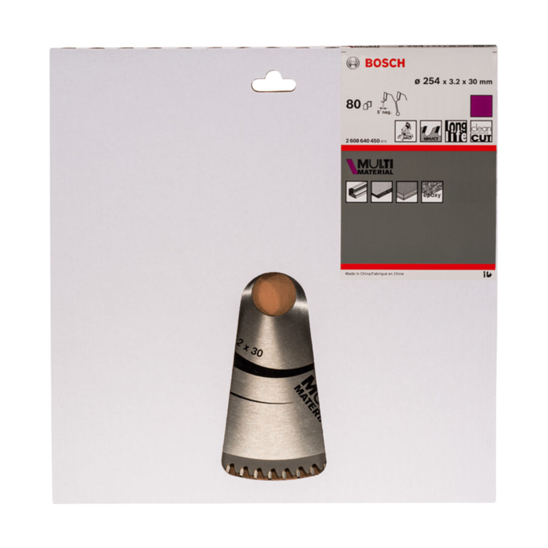 Bosch cirkelzaagblad Multi material 254 x 30 x 3,2 mm 80