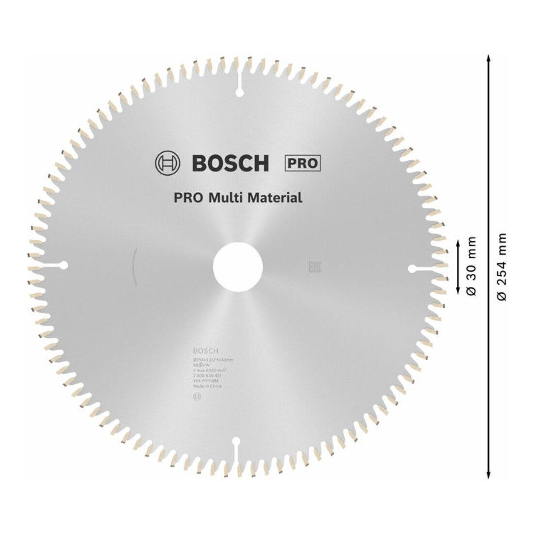 Bosch cirkelzaagblad Multi material 254 x 30 x 3,2 mm 96