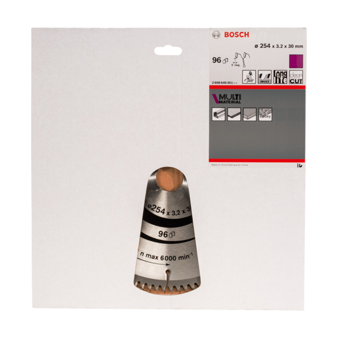 Bosch cirkelzaagblad Multi material 254 x 30 x 3,2 mm 96