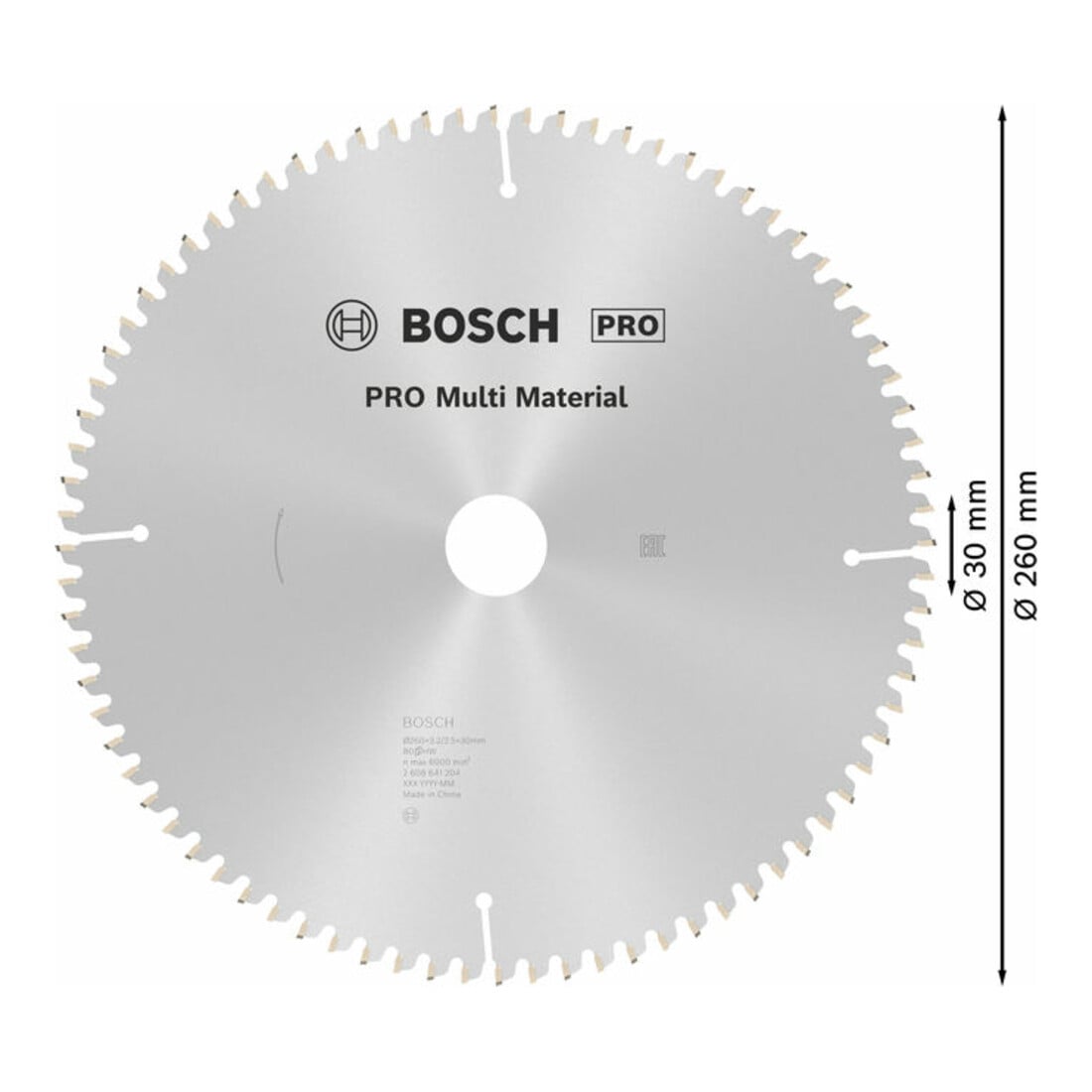 Bosch cirkelzaagblad Multi material 260 x 30 x 3,2 mm 80