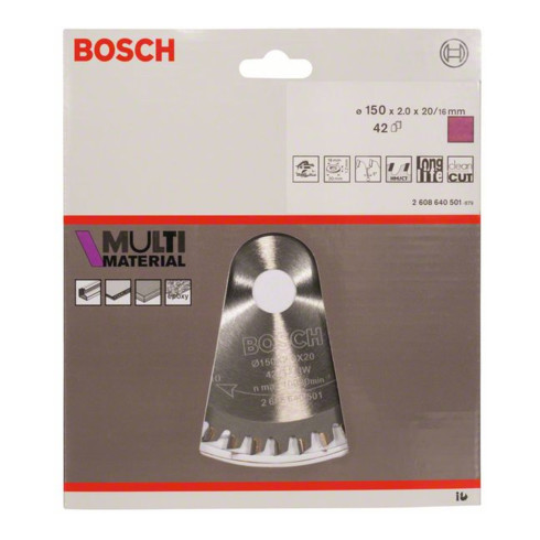 Bosch cirkelzaagblad Multi material 150 x 20/16 x 2 mm 42